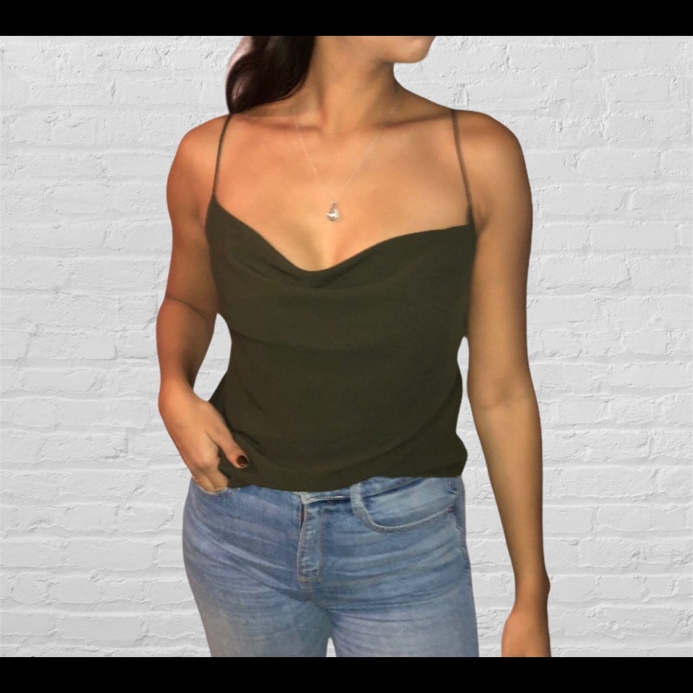 Cowl Neck Olive Strap Top